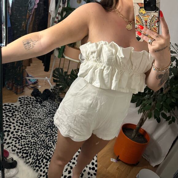 Princess Polly Ruffled Strapless Romper White - Picture 4 of 4